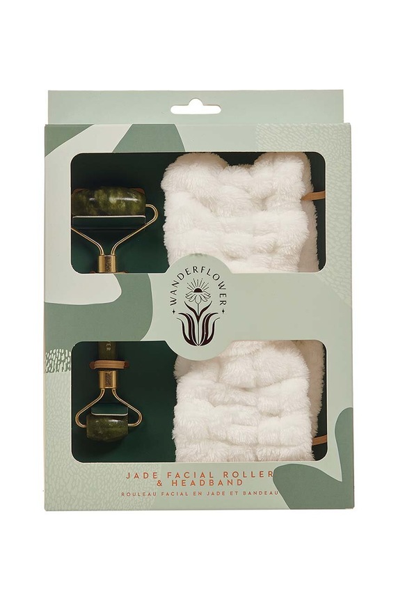 Set valjak za masažu lica i traka za glavu Wanderflower Jade šarena WFL0060RH