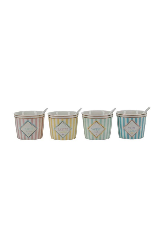 Miss Etoile zestaw kubków do lodów z łyżeczkami (4-pack) multicolor 4976086
