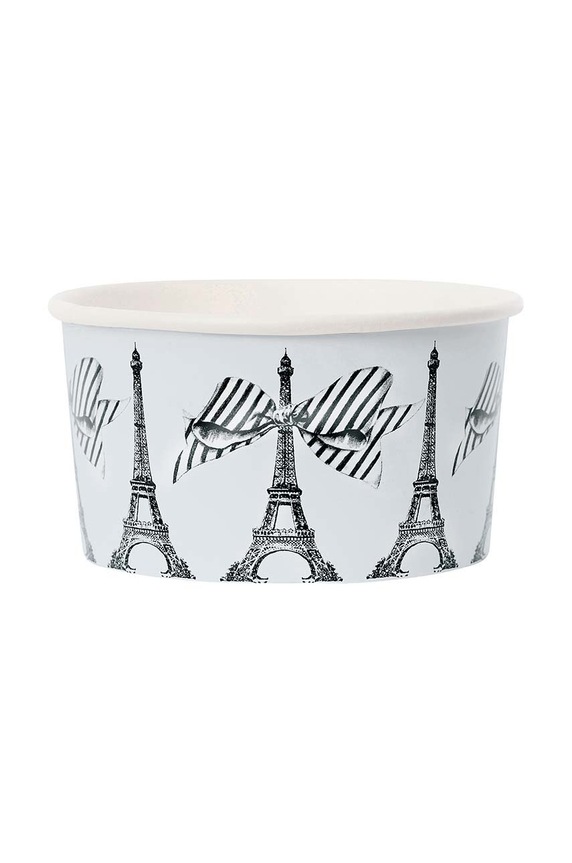 Miss Etoile zestaw jednorazowych kubków do lodów z łyżeczkami (8-pack) biały IC011