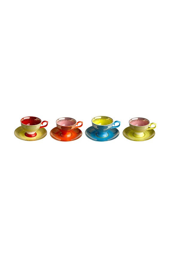 Pols Potten set tazzine con piattino 90 ml pacco da 4 multicolore 230.400.451
