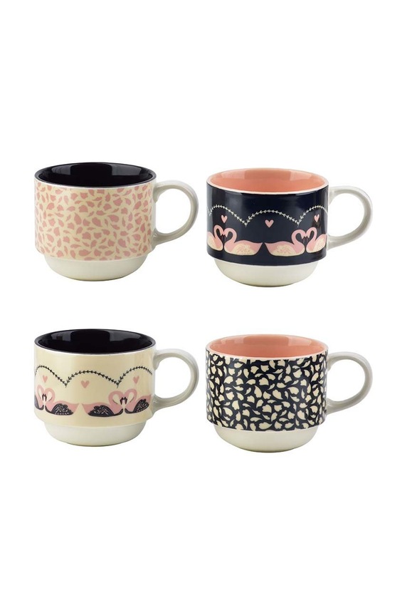 Affek Design állvánnyal ellátott bögrekészlet 4 db HTPT7256.GAZET többszínű AA00