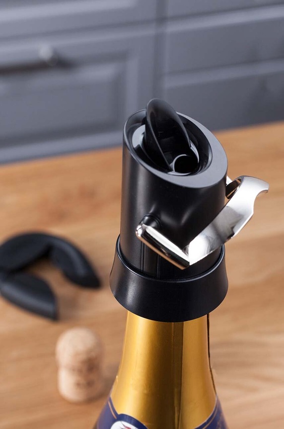 Čep za vino s ljevkom Vacu Vin Champagne Saver and server 18804606 crna AA00