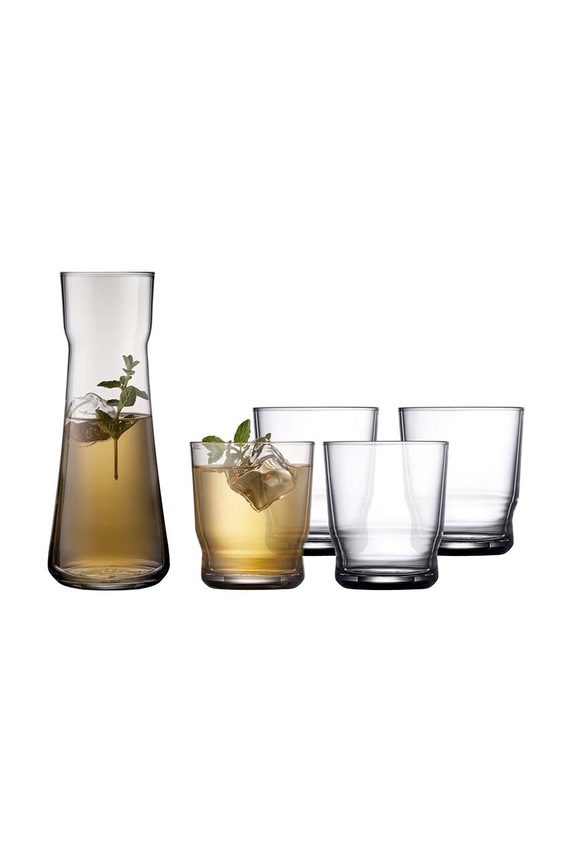 Set karafy a sklenic na vodu Lyngby Lissabon 1 L / 350 ml 5-pack průhledná 15767