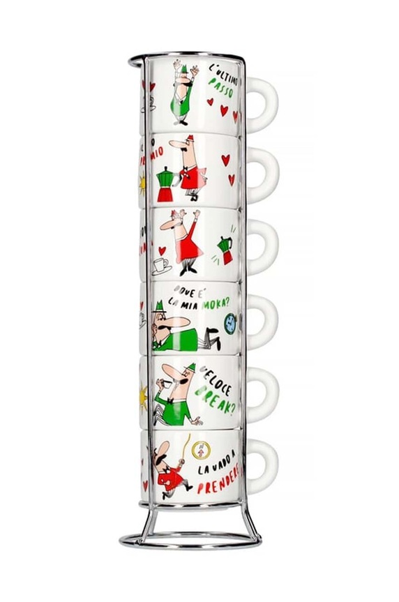 Bialetti set di tazze da espresso con supporto pacco da 6 multicolore 700000650