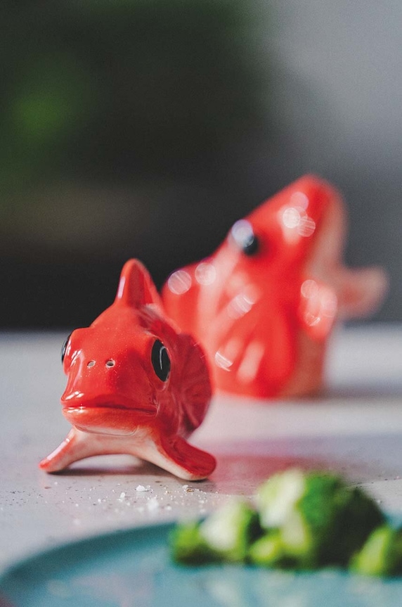 Soľnička a korenička Donkey Fishes 210730 červená AA00