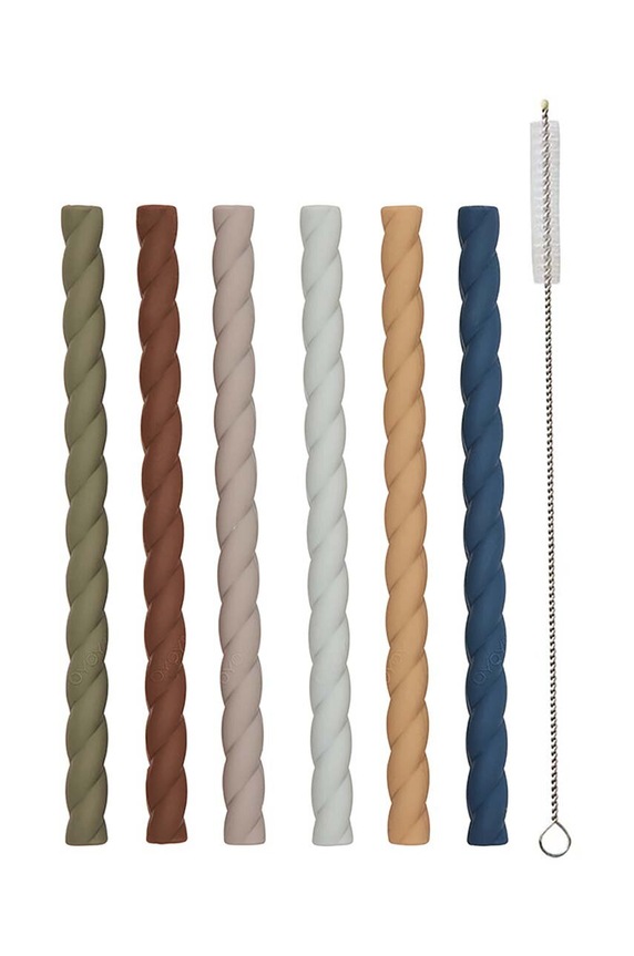 Set slamki s četkom OYOY Mellow Silicone Straw 6-pack šarena M107286
