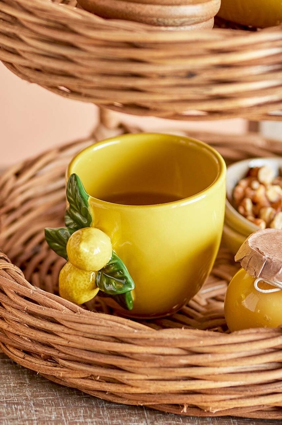 Kuchnia i bar Bloomingville filiżanka z kamionki 82069064 żółty