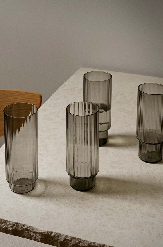 Набір склянок для коктейлів ferm LIVING Ripple 300 ml 4-pack 100128112 сірий AA00