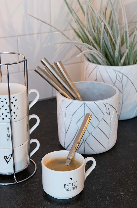 Kuchyňa a bar Sada hrnčekov so stojanom J-Line Mugs Love 4-pak 28385 biela