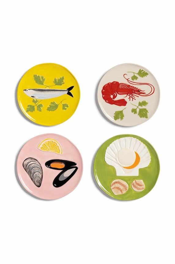 &k amsterdam un set de farfurii Plate de la mer set 4-pack multicolor 2823.05