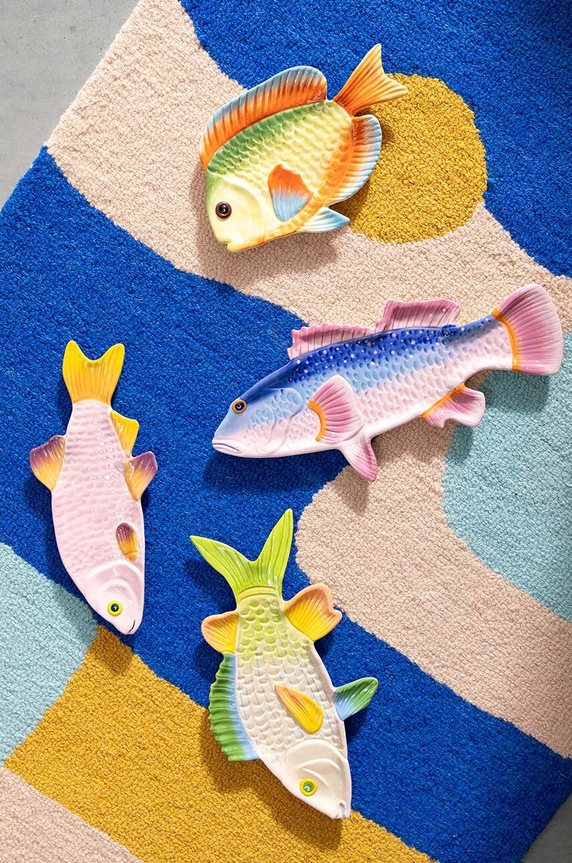 &k amsterdam talerz Plate Fish Rainbow multicolor 2797.33