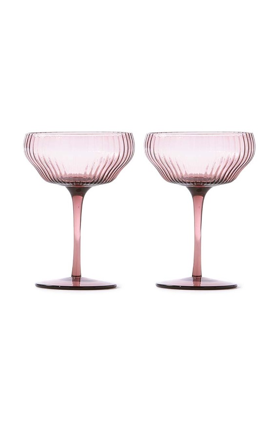 Комплект чаши за вино Pols Potten Pum Coupe Glasses 250 ml (2 броя) розов 140.230.152