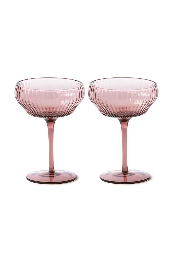 Комплект чаши за вино Pols Potten Pum Coupe Glasses 250 ml (2 броя) 140.230.152 розов AA00