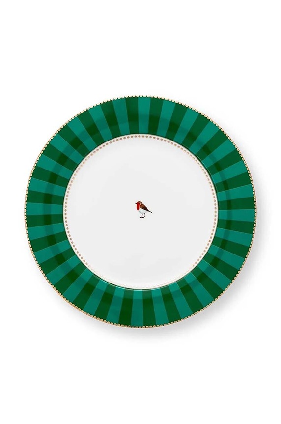 Pip Studio lapos tányér szett Love Birds Stripes Eme 25,5 cm 6 db zöld 51001467