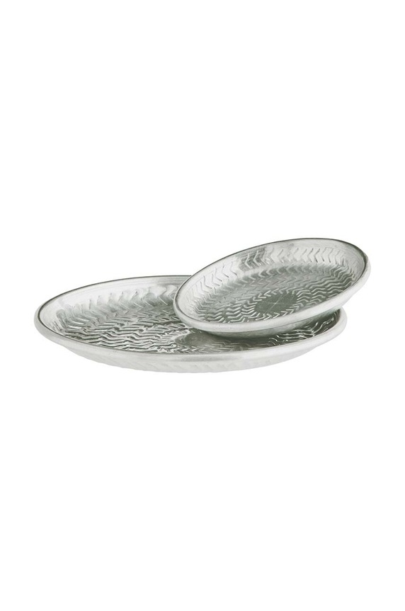 Madam Stoltz taca dekoracyjna Hammered 2-pack szary T164SIL.SXS