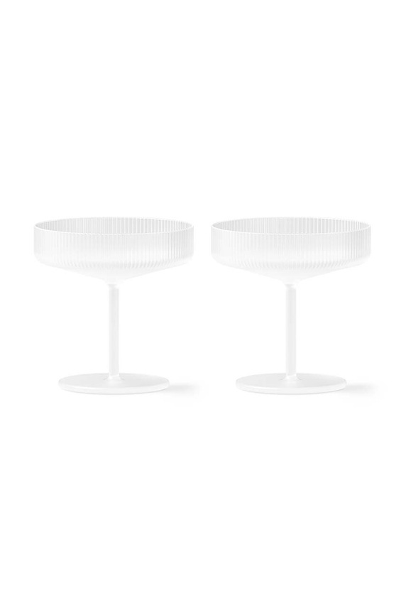 ferm LIVING zestaw kieliszków do szampana Ripple Champagne Saucers 150 ml 2-pack biały 1104269321