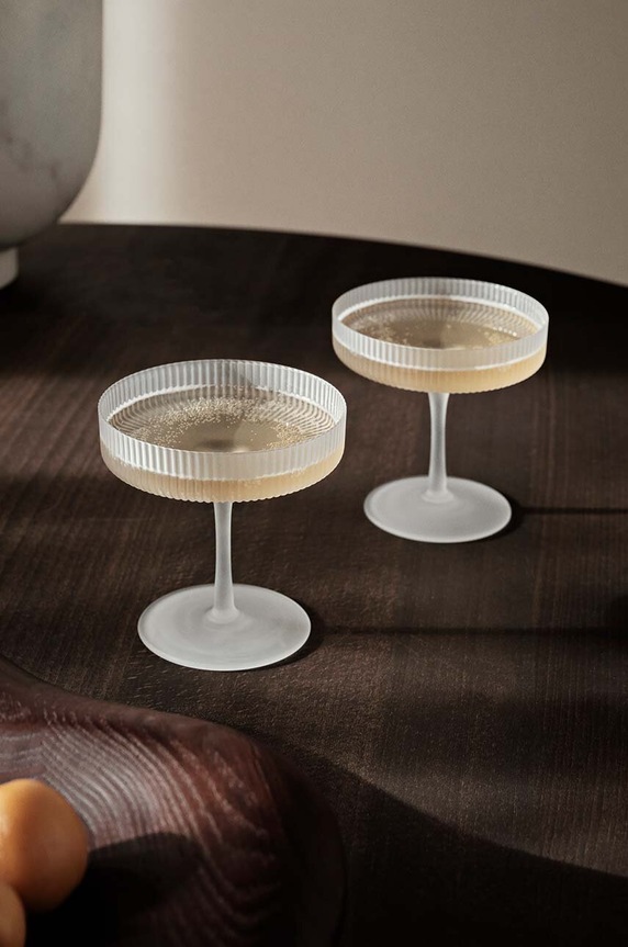 ferm LIVING zestaw kieliszków do szampana Ripple Champagne Saucers 150 ml 2-pack 1104269321 biały AA00