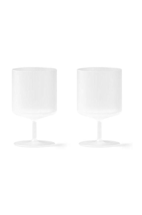 Σετ ποτηριών κρασιού ferm LIVING Ripple Wine Glasses 270 ml 2-pack λευκό 1104269329
