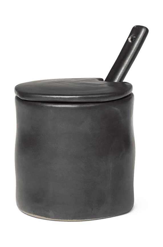 Ferm Living pojemnik z pokrywką Flow Jar czarny 110253101