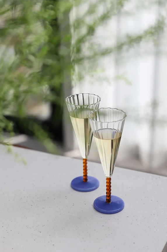 Комплект чаши за вино &k amsterdam Flute perle amber (2 броя) 352.07 многоцветен AA00
