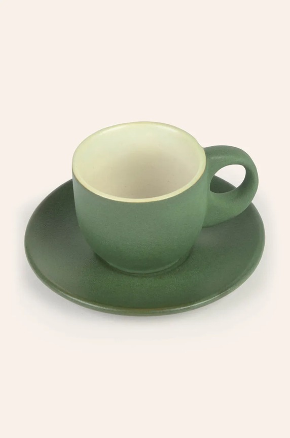 Set šalica za kavu s tanjurićima Calma House Matcha 2-pack MATCHA.CUP.VER zelena AA00