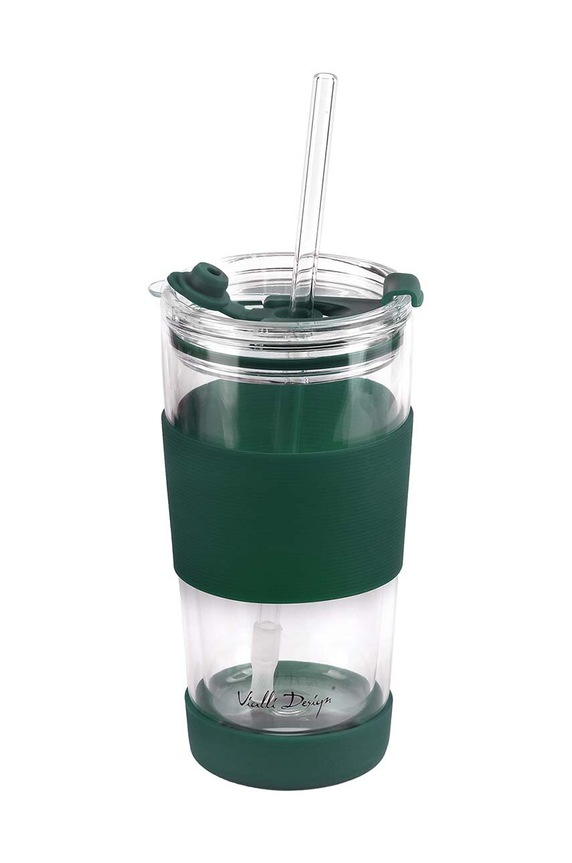 Αξεσουάρ Ισοθερμική κούπα με καλαμάκι Vialli Design Fuori 600 ml 30398. πράσινο