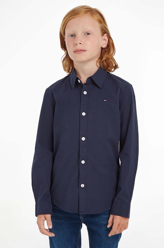 Tommy Hilfiger Koszula dziecięca z elastanem granatowy KB0KB06965.NOS