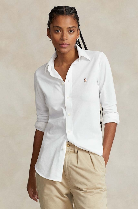 Polo Ralph Lauren camicia in cotone semplice bianco 211664427003