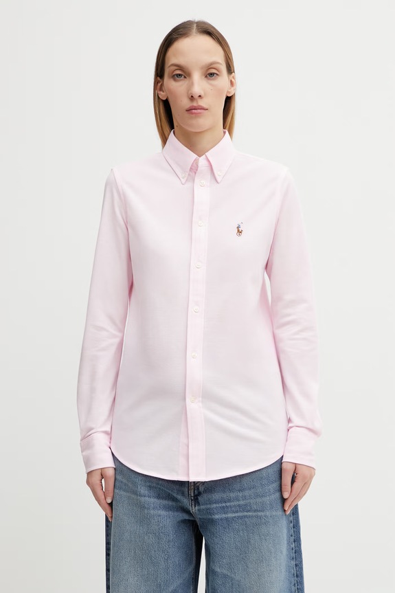 Бавовняна сорочка Polo Ralph Lauren гладкий рожевий 211664427002