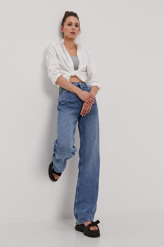 Odzież Pieces koszula bawełniana 17087952 biały