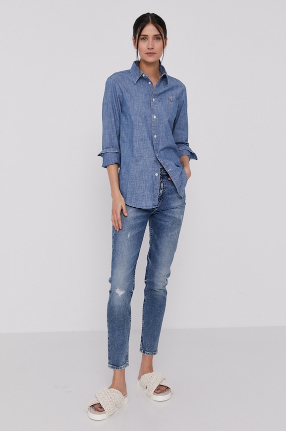 Îmbrăcăminte Polo Ralph Lauren cămașă din bumbac 211806182001 albastru