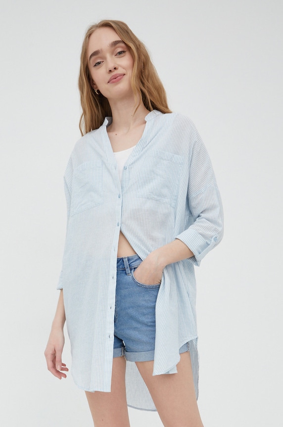 Bavlnená košeľa Vero Moda pásiky modrá 10221554.BlueFog