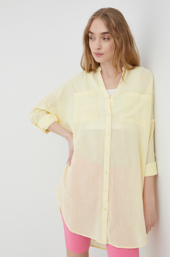 Vero Moda koszula bawełniana wzorzyste żółty 10221554.LemonMerin