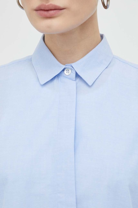 Bombažna srajca Samsoe Samsoe F00023075 modra