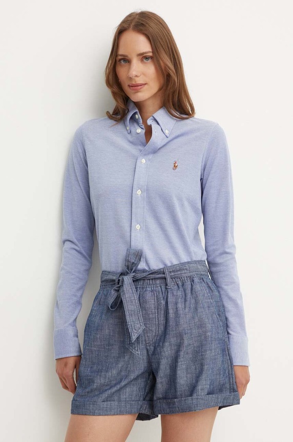 Polo Ralph Lauren Cămașă oxford de damă din bumbac lung albastru 211924258