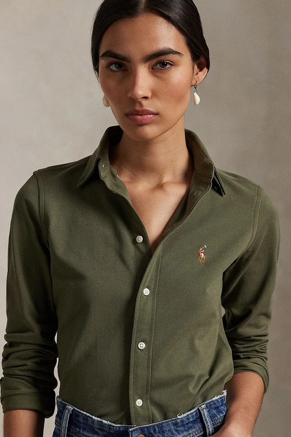 Îmbrăcăminte Polo Ralph Lauren cămașă oxford pentru femei, din bumbac 211924258 verde