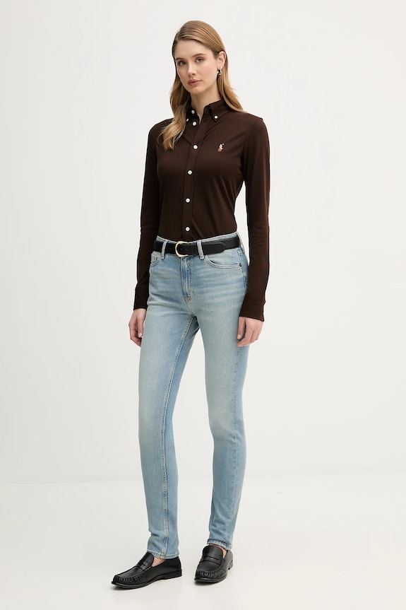 Polo Ralph Lauren koszula oxford damska bawełniana 211924258 brązowy SS26