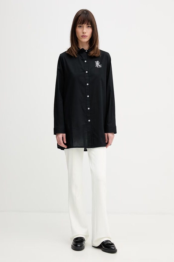 Bombažna srajca Lauren Ralph Lauren 20529276 črna AA00