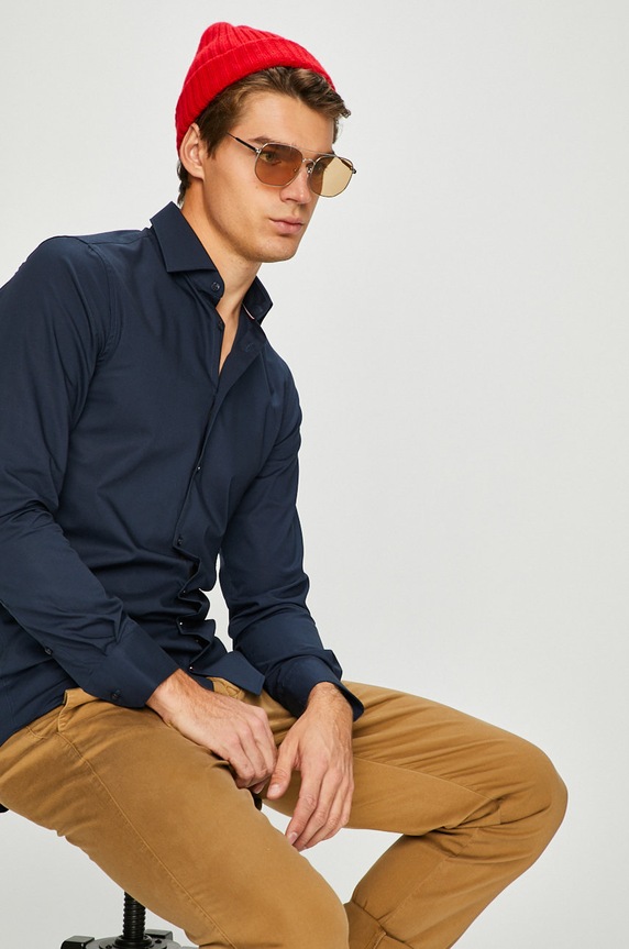 Tommy Hilfiger Tailored - Koszula z elastanem granatowy TT0TT01936
