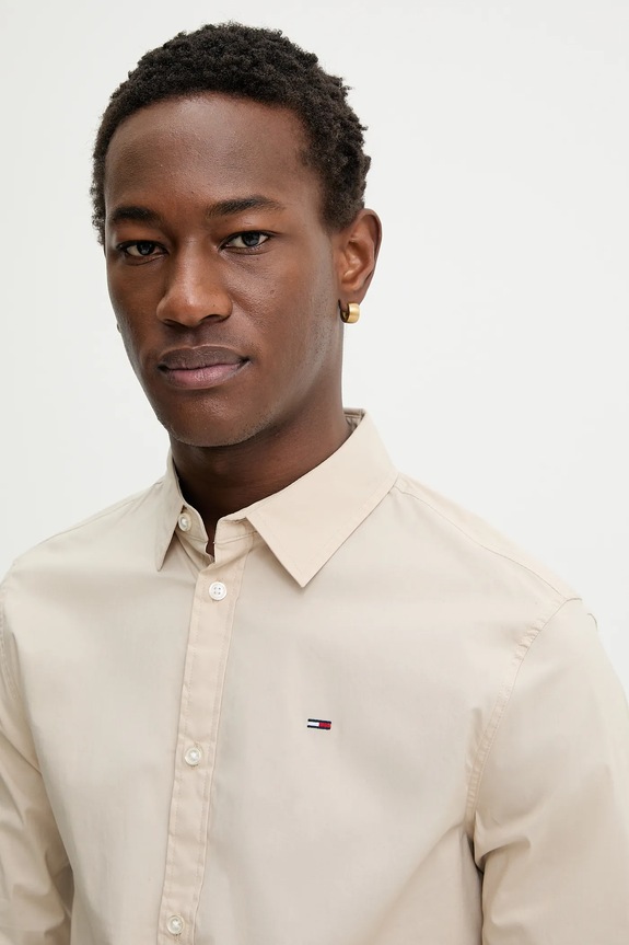 Košeľa Tommy Jeans béžová DM0DM04405