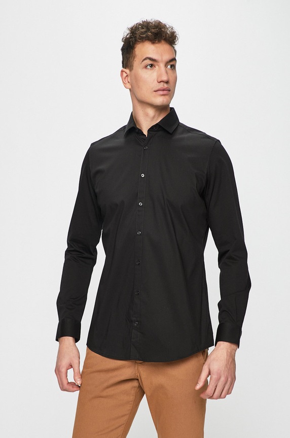 s. Oliver - Košeľa slim čierna 02.899.21.4465