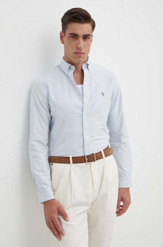 Polo Ralph Lauren camicia slim blu 710549084009