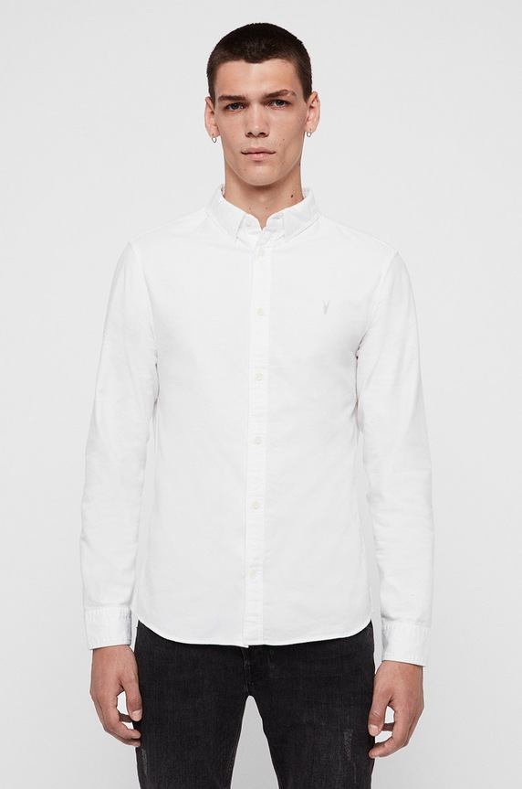 AllSaints - Košeľa Hungtingdon slim biela MS001J