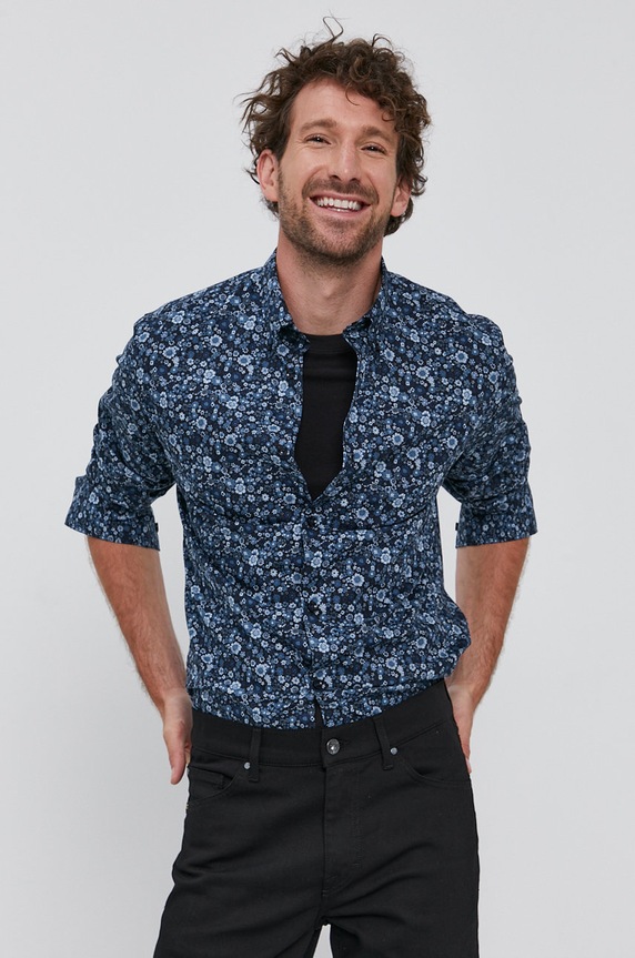 Selected Homme Koszula bawełniana 16075610 granatowy
