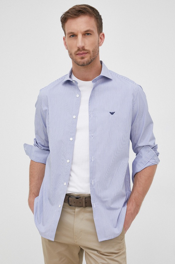 Emporio Armani camicia in cotone 8N1CD4.1NB1Z.NOS blu navy