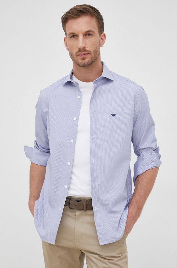 Emporio Armani camicia in cotone 8N1CD4.1NB1Z.NOS blu navy