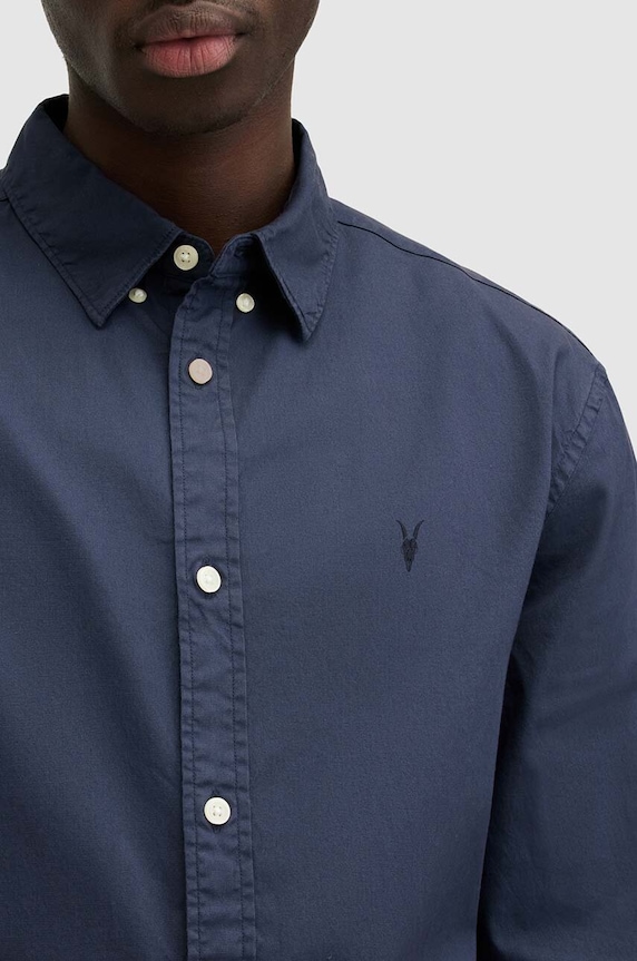 Košeľa AllSaints HAWTHORNE LS SHIRT MS257U tmavomodrá AA00