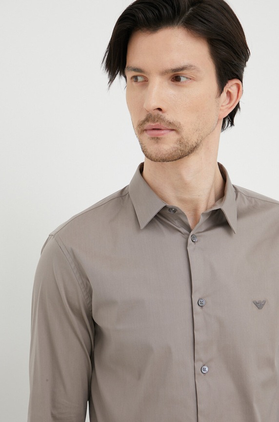 Košile Emporio Armani 8N1C09.1NI9Z.NOS hnědá