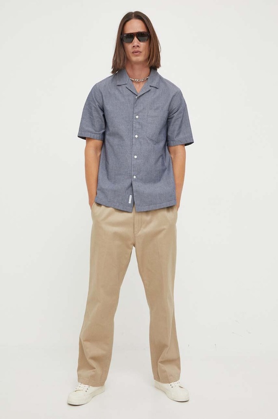 Βαμβακερό πουκάμισο Marc O'Polo DENIM M64087341054 σκούρο μπλε AA00