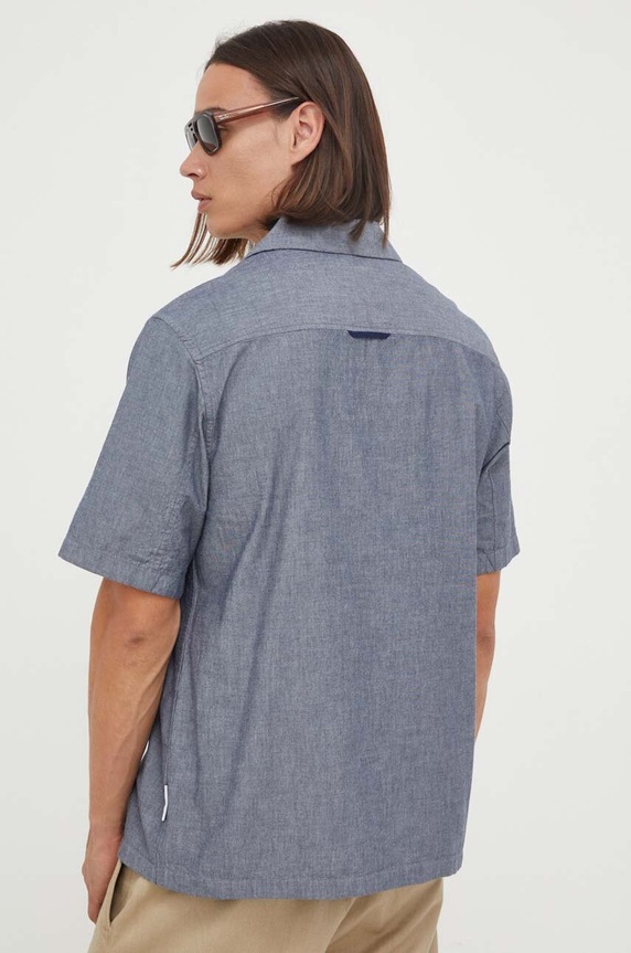 Ρούχα Βαμβακερό πουκάμισο Marc O'Polo DENIM M64087341054 σκούρο μπλε